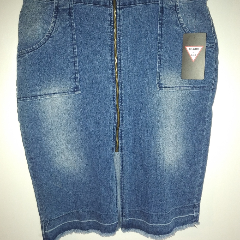 Be-Girl denim front zip skirt size XL